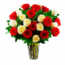 Foto de Florero 18 rosas Rojas y blancas  - Envio de flores a domicilio